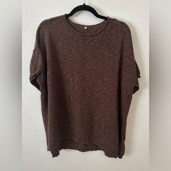 Sweaters - Light Summer Brown Casual Short Sleeved Sweater